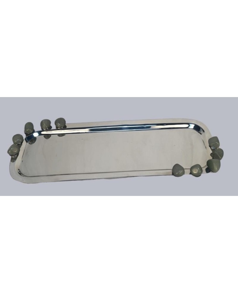 Plateau Rectangulaire Galets Verts 45cm