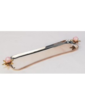  Plat Long Perles Roses MM 37cm