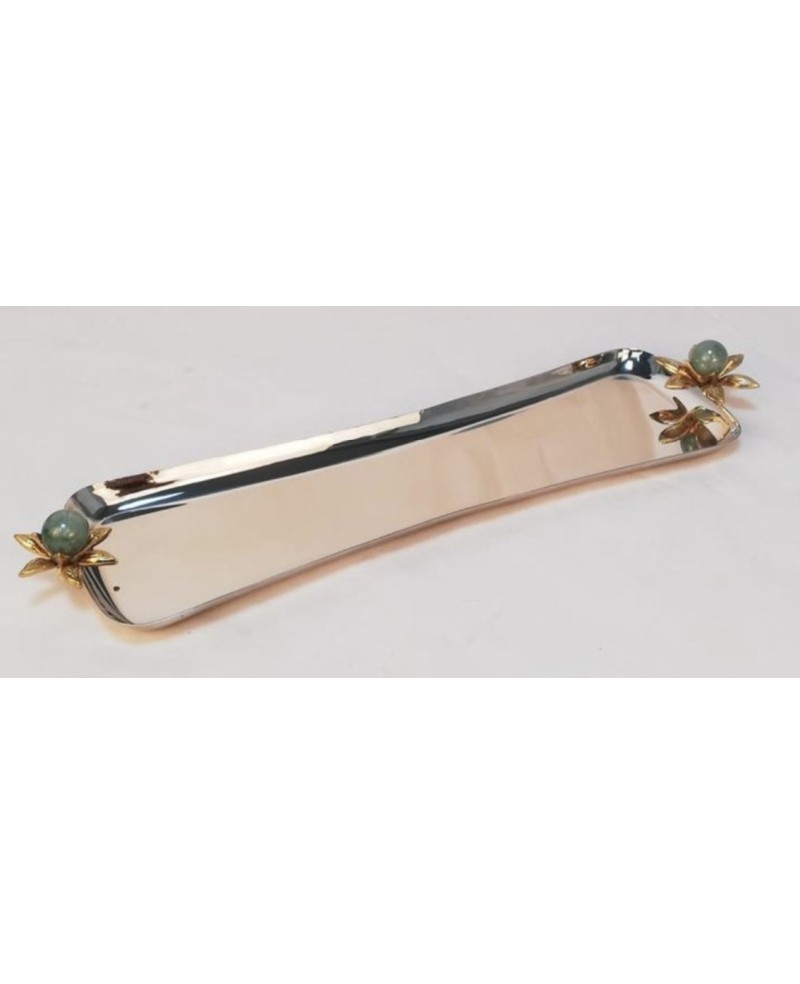 Plat long perles vertes gm 43cm