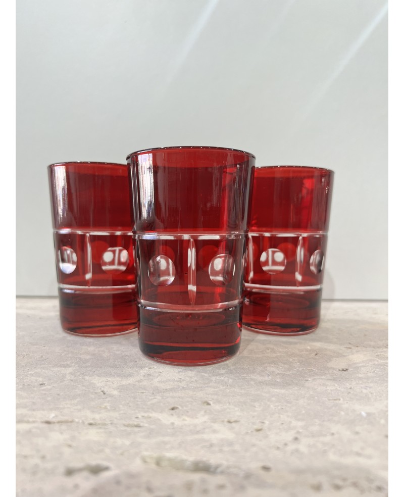 Set de 6 verre à Thé nœud cut ROUGE