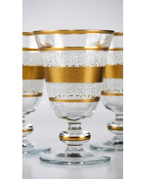 Set de 6 Verres à Pied Décoré Gold et Blanc