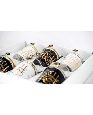 Set de 6 Verres à Thé en Calligraphie Noir, Blanc et Doré