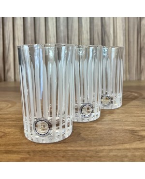  Set de 6 Verres de Thé Transparents Rayures Blanches*