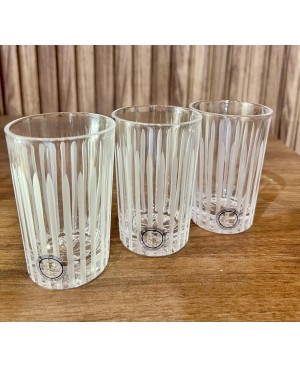 Set de 6 Verres de Thé Transparents Rayures Blanches*