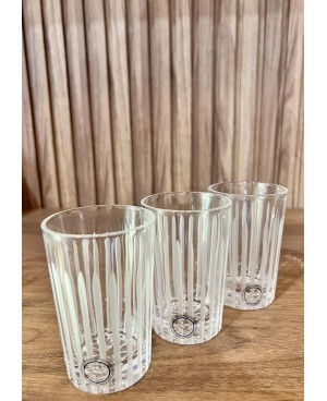 Set de 6 Verres de Thé Transparents Rayures Blanches*
