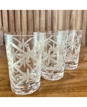  Set de 6 verres à Thé Transparentes Gravure Blanche