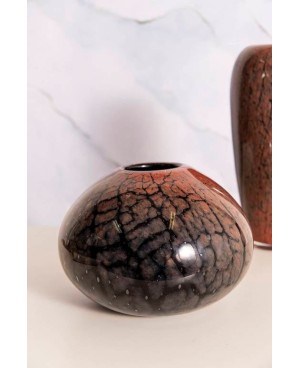  Vase en verre marron marbre 20x16.5x25 PM