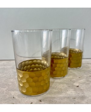  Set 6 Verres à Thé Doré Martelé