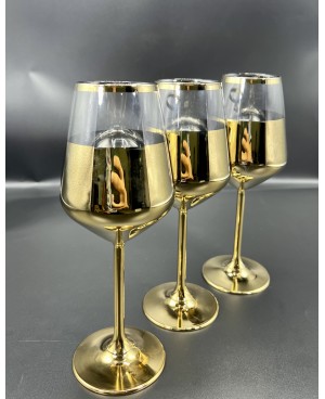  Coffret de 6 Verres à Vin Doré