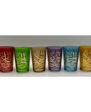 Set de 6 verres de thé calligraphie colorie