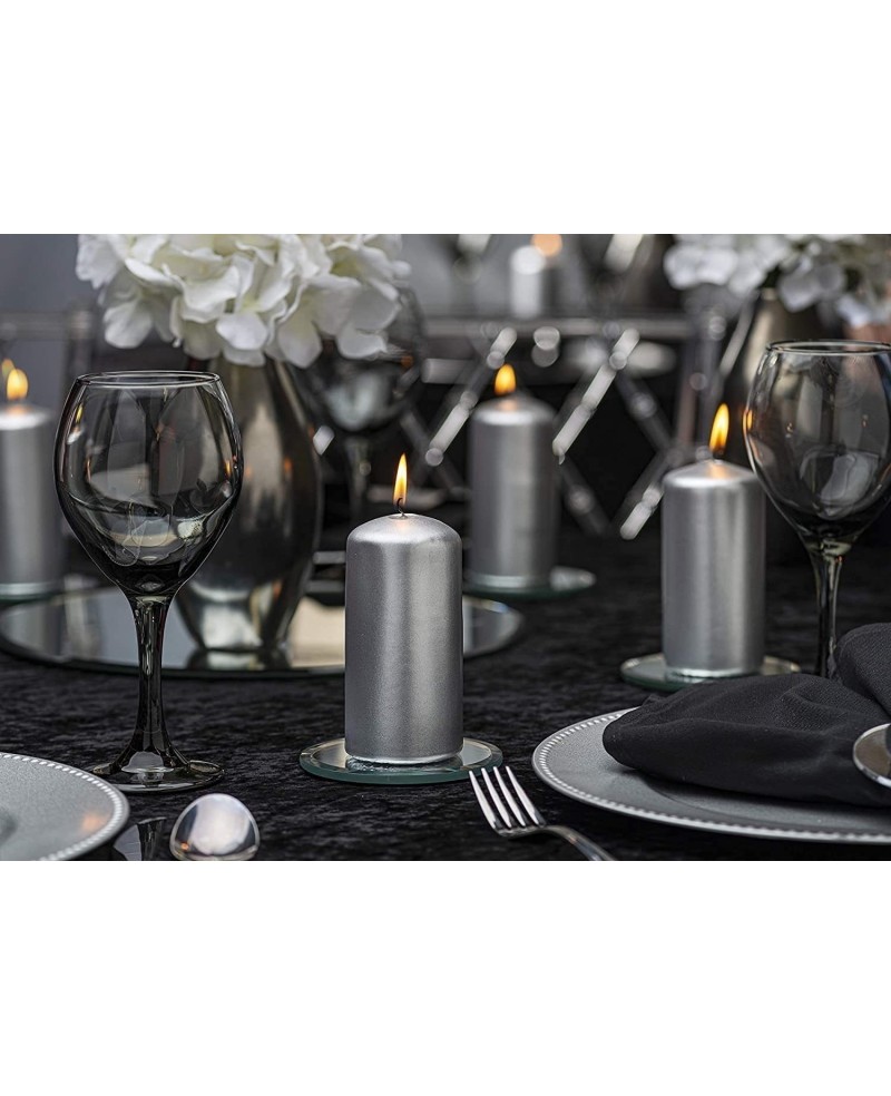 Bougie 2pcs Argenté 8cm