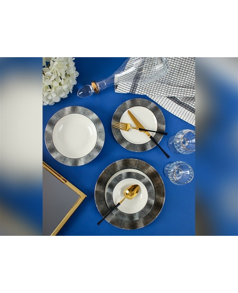 Service de Table Porcelaine 24pcs Gray - Prix compétitif