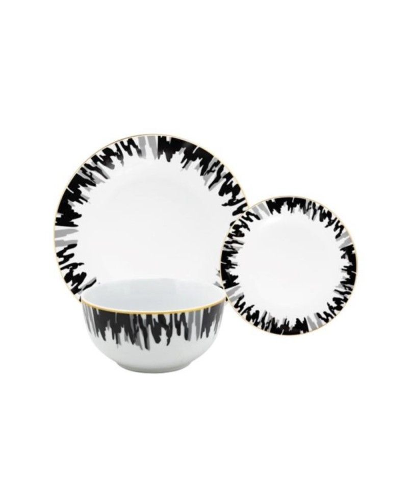 Service de Table 18pcs Blanc Noir - Art de Table Maroc Prix