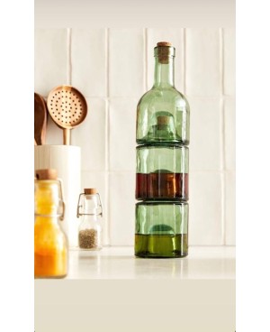 Huilier - Pack de 3 bouteilles en verre couleur verte