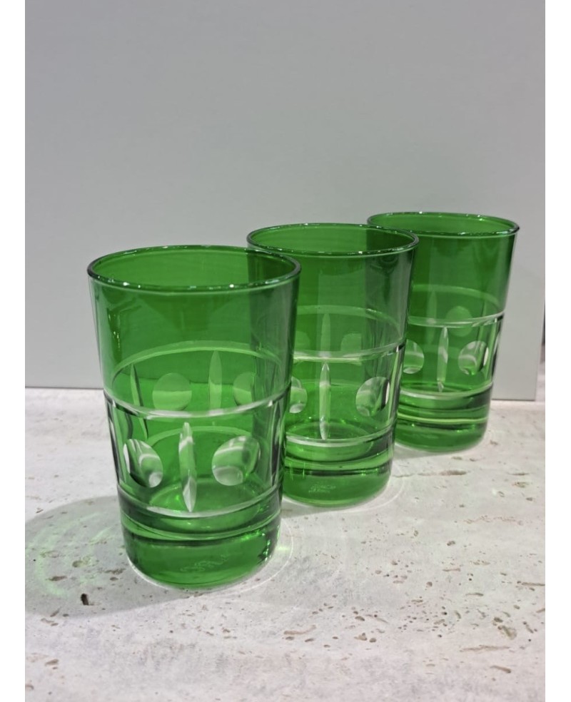 Set de 6 Verres à Thé Nœud Cut Vert Set de 6 Verres à Thé Nœud Cut Vert