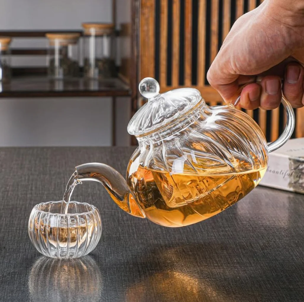 théière en verre et inox maroc
